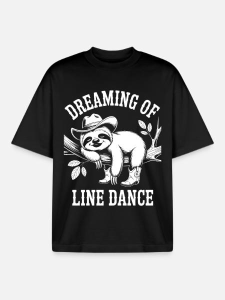 Sloth Dreaming Line Dance - Boxy Heavyweight Unisex Organic T-Shirt by Stanley/Stella - black