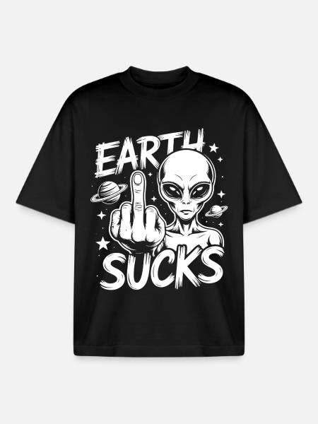 Alien Stinkfinger - Boxy Heavyweight Unisex Organic T-Shirt by Stanley/Stella - black