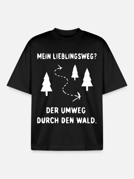Waldweg Umweg Illustration - Boxy Heavyweight Unisex Organic T-Shirt von Stanley/Stella - Schwarz