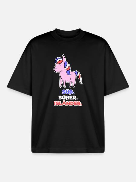 Islandpferde Pony Islandponys Haflinger Statement - Boxy Heavyweight Unisex Organic T-Shirt von Stanley/Stella - Schwarz