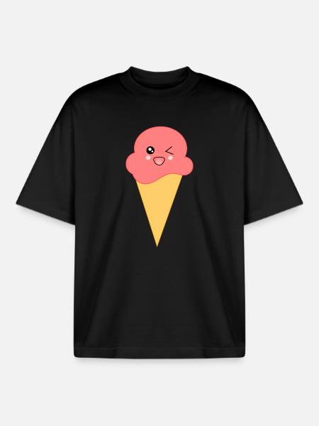 Eis Eiscreme Erdbeereis - Boxy Heavyweight Unisex Organic T-Shirt von Stanley/Stella - Schwarz