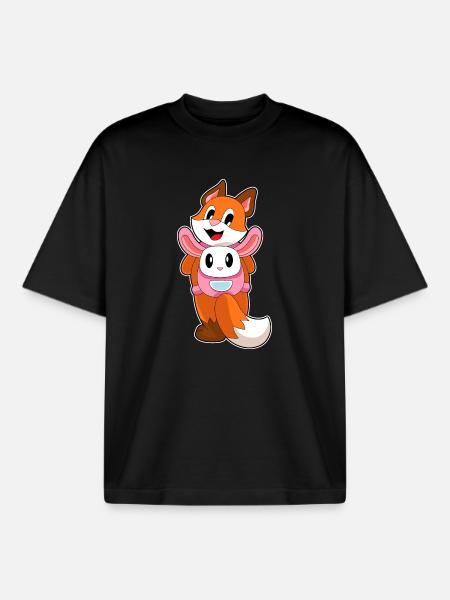Fox Student Backpack School - Boxy Heavyweight Unisex Organic T-Shirt by Stanley/Stella - black