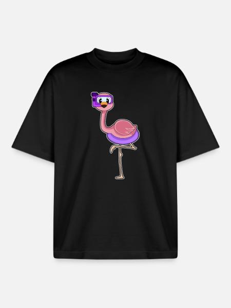 Flamingo Diver Snorkeling Immersioni - T-shirt unisex boxy pesante biologica di Stanley/Stella - nero