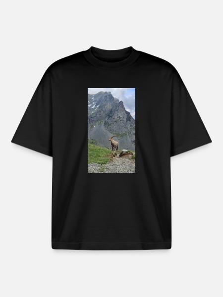 Steinbock - Boxy Heavyweight Unisex Organic T-Shirt von Stanley/Stella - Schwarz