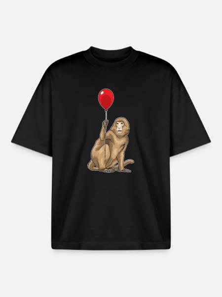 Ballon Singe - T-shirt unisexe boxy épais biologique Stanley/Stella - noir