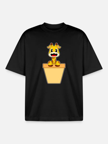 Giraffe Cream Cone - Boxy Heavyweight Unisex Organic T-Shirt by Stanley/Stella - black