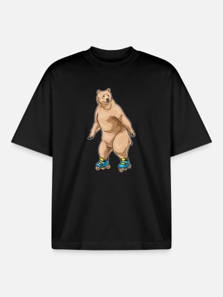 Bär Inline skating Inline skates - Boxy Heavyweight Unisex Organic T-Shirt von Stanley/Stella - Schwarz