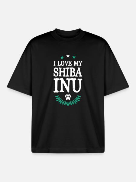 I Love my Shiba Inu - Boxy Heavyweight Unisex Organic T-Shirt by Stanley/Stella - black
