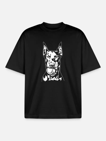 Doberman Ball Ball Junkie Dogs Wilsigns - Boxy Heavyweight Unisex Organic T-Shirt by Stanley/Stella - black