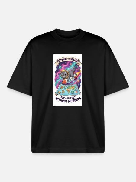 Katzensprung durchs Universum - Boxy Heavyweight Unisex Organic T-Shirt von Stanley/Stella - Schwarz