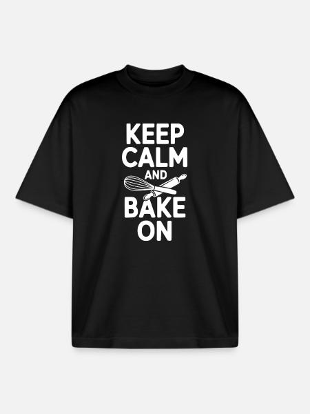 Keep Calm and Bake On - Boxy Heavyweight Unisex Organic T-Shirt by Stanley/Stella - black