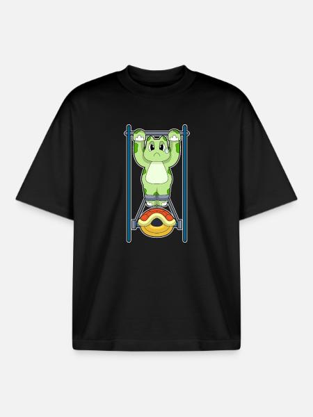 Turtle Bodybuilder Pull-ups Bodybuilding - Boxy Heavyweight Unisex Organic T-Shirt by Stanley/Stella - black