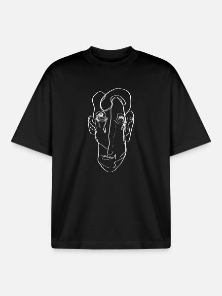 Abstract Face - Boxy Heavyweight Unisex Organic T-Shirt by Stanley/Stella - black