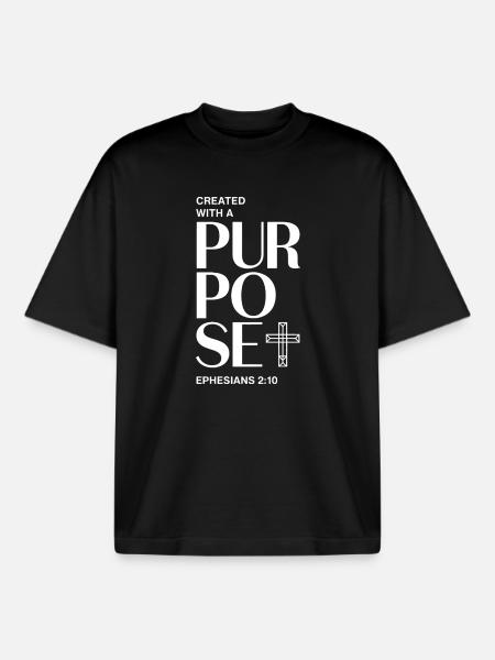 Conception intentionnelle de croix de foi - T-shirt unisexe boxy épais biologique Stanley/Stella - noir