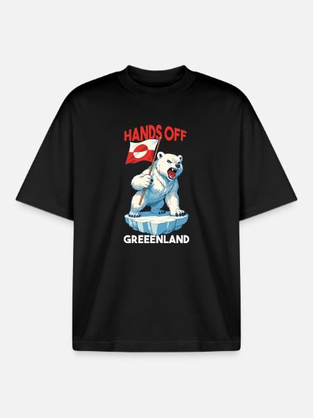 Hands Off Greenland - Boxy Heavyweight Unisex Organic T-Shirt by Stanley/Stella - black