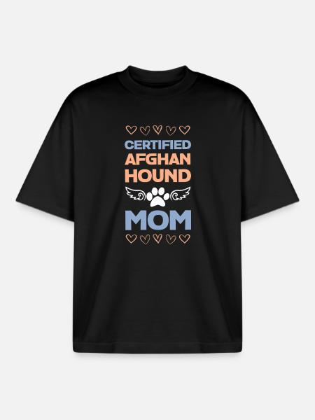 Certified Afghan Hound Mom - Boxy Heavyweight Unisex Organic T-Shirt by Stanley/Stella - black