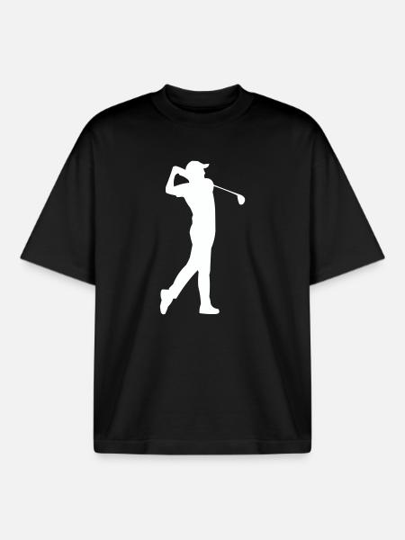 Golfer silhouette in swing - Boxy Heavyweight Unisex Organic T-Shirt by Stanley/Stella - black