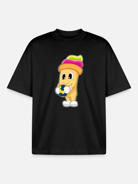 Cupcake Handball Player Handball - Boxy Heavyweight Unisex Organic T-Shirt by Stanley/Stella - black