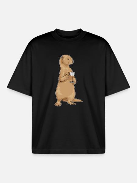 Otter Coffee Mug - Boxy Heavyweight Unisex Organic T-Shirt by Stanley/Stella - black