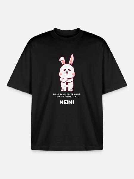 Rabbit says no! - Boxy Heavyweight Unisex Organic T-Shirt by Stanley/Stella - black