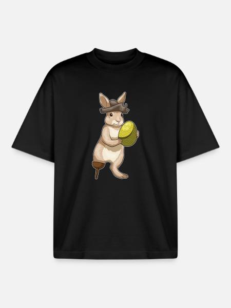 Bunny Easter Pirate - Boxy Heavyweight Unisex Organic T-Shirt by Stanley/Stella - black