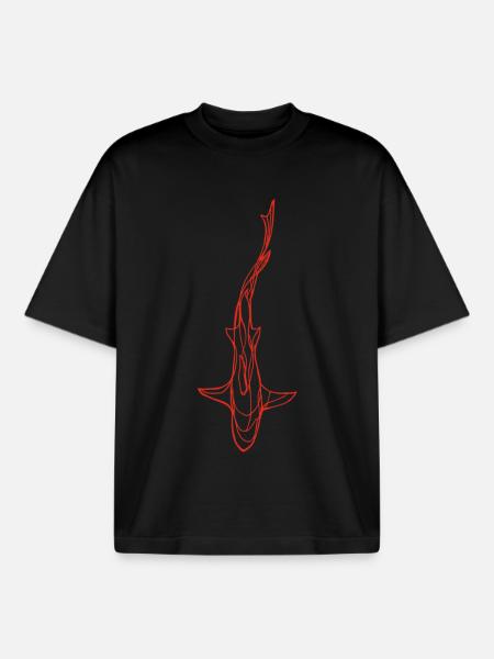 Red Shark Silhouette - Boxy Heavyweight Unisex Organic T-Shirt by Stanley/Stella - black