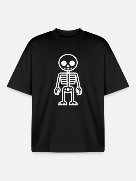 Retro-style skeleton design - Boxy Heavyweight Unisex Organic T-Shirt by Stanley/Stella - black