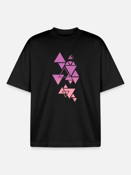 Gradient Triangle Pattern Pink - Boxy Heavyweight Unisex Organic T-Shirt by Stanley/Stella - black