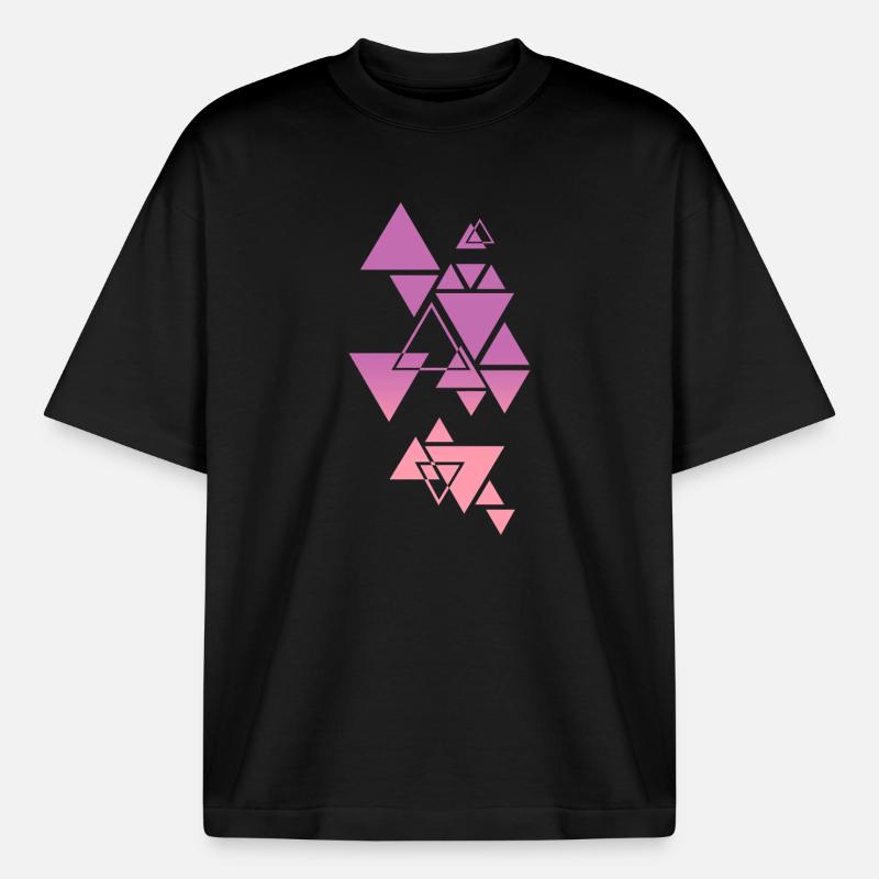 Gradient Triangle Pattern Pink - Heavyweight Boxy Unisex T-Shirt by Stanley/Stella - black