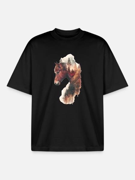 Cheval - T-shirt unisexe boxy épais biologique Stanley/Stella - noir