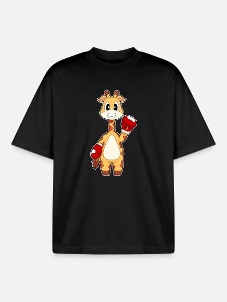 Giraffe Boxer Boxhandschuhe Boxen - Boxy Heavyweight Unisex Organic T-Shirt von Stanley/Stella - Schwarz