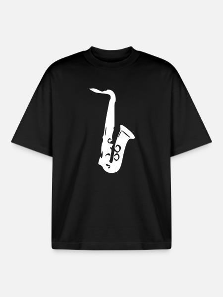 Saxophone Music Gift Musician - Boxy Heavyweight Unisex Organic T-Shirt by Stanley/Stella - black