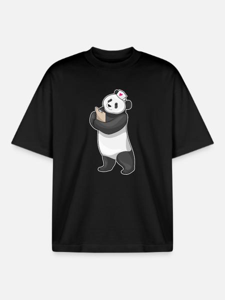 Panda Krankenschwester  - Boxy Heavyweight Unisex Organic T-Shirt von Stanley/Stella - Schwarz