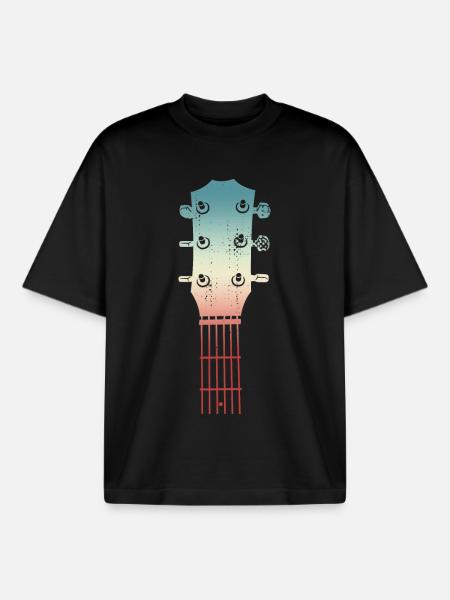 Sketch of a guitar headstock - Boxy Heavyweight Unisex Organic T-Shirt by Stanley/Stella - black