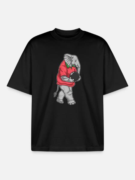 Elephant Bowling Bowling Ball - Boxy Heavyweight Unisex Organic T-Shirt by Stanley/Stella - black