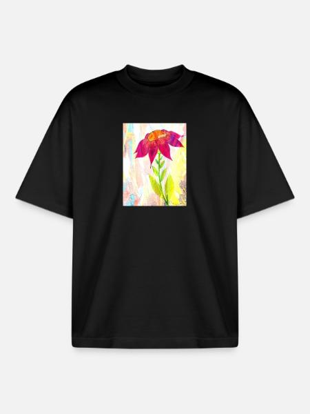 Une fleur - T-shirt unisexe boxy épais biologique Stanley/Stella - noir