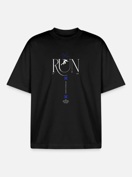RUN Neon Runner Glyphs - T-shirt unisexe boxy épais biologique Stanley/Stella - noir
