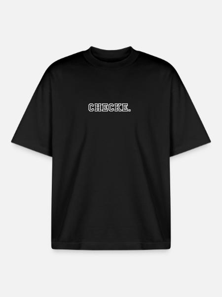 Checke Statement Saying Minimalist - Boxy Heavyweight Unisex Organic T-Shirt by Stanley/Stella - black
