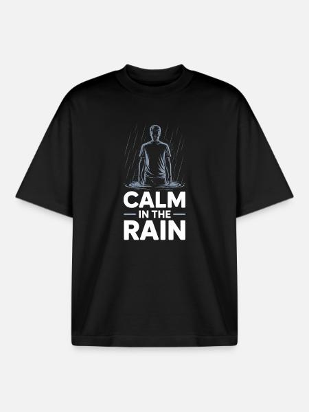 Calm In The Rain Regen - Boxy Heavyweight Unisex Organic T-Shirt by Stanley/Stella - black