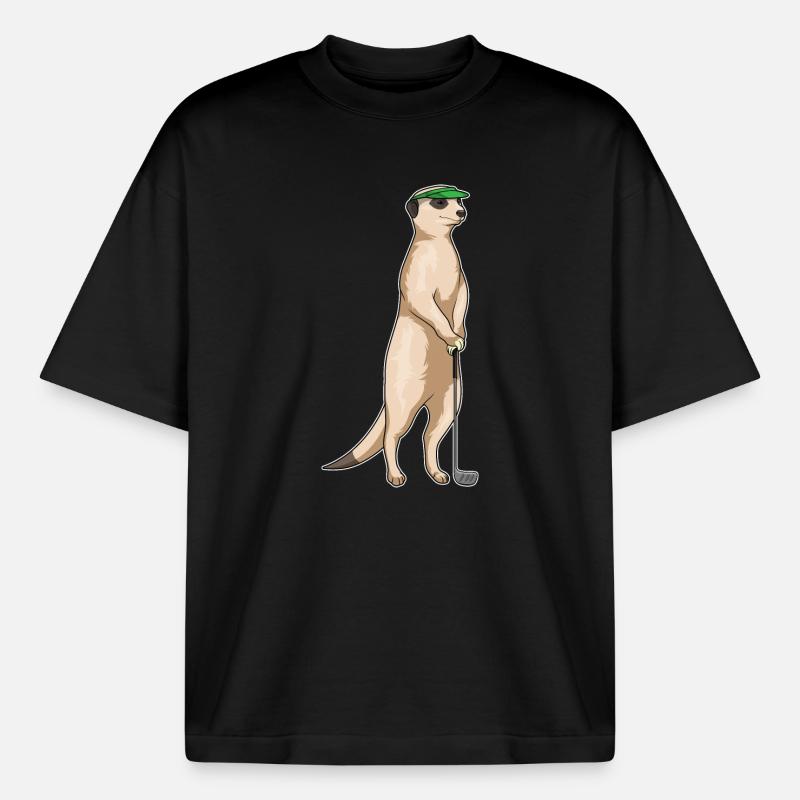 Erdmännchen Golf Golfschläger - Boxy Heavyweight Unisex Organic T-Shirt von Stanley/Stella - Schwarz
