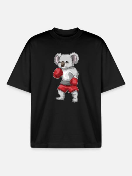 Koala Boxer Boxhandschuhe Boxen - Boxy Heavyweight Unisex Organic T-Shirt von Stanley/Stella - Schwarz