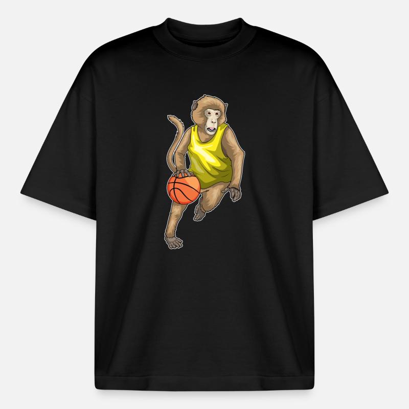 Singe Basketteur Basketteur - T-shirt unisexe boxy épais biologique Stanley/Stella - noir
