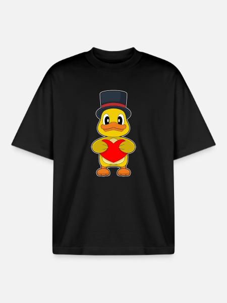 Duck Groom Heart Wedding - Boxy Heavyweight Unisex Organic T-Shirt by Stanley/Stella - black
