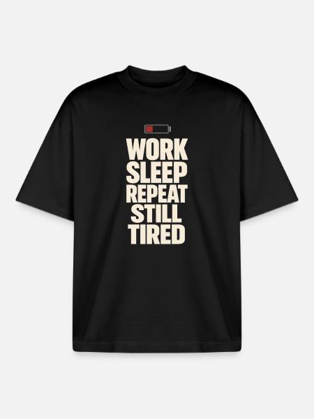 Burnt-out millennial, tired adult, - Boxy Heavyweight Unisex Organic T-Shirt by Stanley/Stella - black