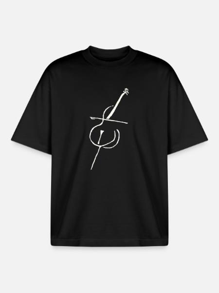 Violoncelle blanc pur - T-shirt unisexe boxy épais biologique Stanley/Stella - noir