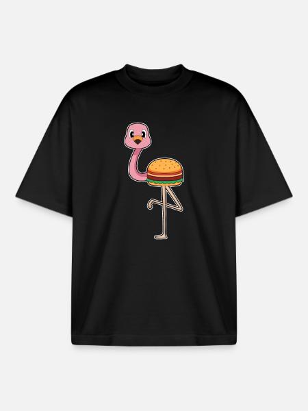 Flamingo Burger - Boxy Heavyweight Unisex Organic T-Shirt by Stanley/Stella - black