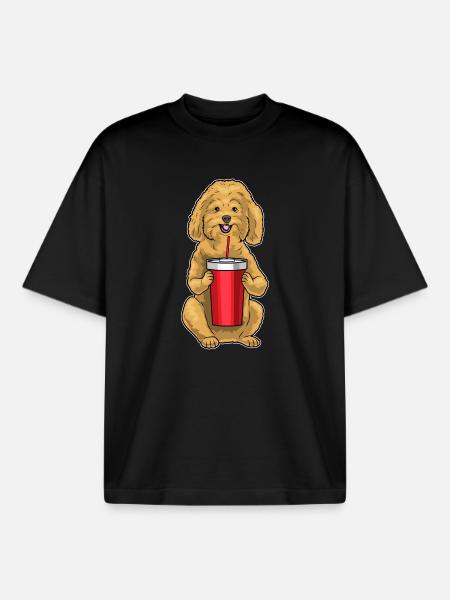 Poodle Mug to go - Boxy Heavyweight Unisex Organic T-Shirt by Stanley/Stella - black