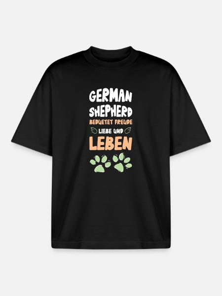 German Shepherd Joie de vivre - Boxy Heavyweight Unisex Organic T-Shirt by Stanley/Stella - black
