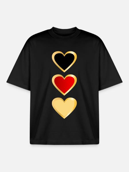 Germany - Heart Team - Boxy Heavyweight Unisex Organic T-Shirt by Stanley/Stella - black