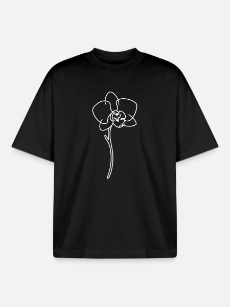 Minimalist flower line - Boxy Heavyweight Unisex Organic T-Shirt by Stanley/Stella - black